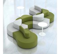 KIBONCY Hotel Lobby & Office Reception Modular Leisure Sofa, Contemporary Curved Booth Seating for Business Lounge, Company Training Room, Waiting Area & Guest Reception Couch(C)