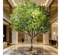 KIBONCY Indoor Oversized Fake Canopy Tree, Real Bark Artificial with Dense Green Foliage, Faux for Commercial Lobby, Shopping Mall(5mx4m)