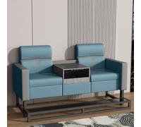 KIBONCY Industrial-Chic Billiard Two-Seat Sofa, PU Leather Pool Room Furniture with Functional Side Table, Heavy-Duty Metal Base(2)