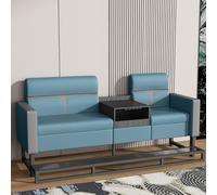 KIBONCY Industrial-Chic Billiard Two-Seat Sofa, PU Leather Pool Room Furniture with Functional Side Table, Heavy-Duty Metal Base(4)