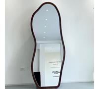 KIBONCY Irregular Full Length Mirror, Wall Mounted Floor Wooden Frame Leaning for Entryway Bedroom Bathroom Living Room(A,180x60cm)