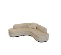 KIBONCY L-Shaped Curved Sectional Sofa, Soft Fabric Upholstered Couch with Throw Pillows, Multi-Size Options(H)