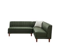 KIBONCY L-Shaped Faux Leather Booth Sofa with Retro Vertical Tufting, Easy Assembly Corner Sturdy & Comfortable Modular Design(2)