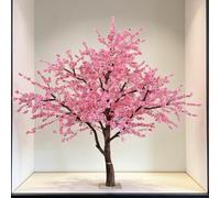 KIBONCY Large Artificial Cherry Blossom Tree, Faux Flowering with Abundant Pink Blossoms, Bendable Branches Fake for Store Window, Hotel Lobby(5mx4m)
