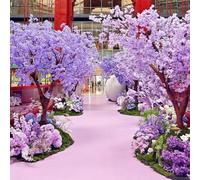 KIBONCY Large Artificial Purple Jacaranda Tree, Fake Flowering for Wedding, Mall, and Commercial Event Decoration(1.5mx1.2m)
