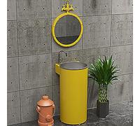 KIBONCY Lavabo Cilindrico Su Piedistallo In Acciaio Inossidabile Con Piattaforma For Rubinetto Laterale, Lavabo Alto Tutto In Uno For Stalla All'Aperto, Stazione Di Lavaggio Integrata(Style6)
