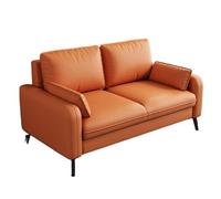 KIBONCY Leather Loveseat Couch, 2-Seater Deep Seat Upholstered Sofa with Wide Padded Curved Armrest, Easy to Clean Small for Home Office(D,130cm)