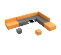 KIBONCY Leather Sectional Sofa & Stool Set, Modern Wood Frame Soft Padded Bench for Lobby, for Restaurants Living Room and Apartment(1)