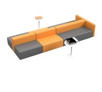 KIBONCY Leather Sectional Sofa & Stool Set, Modern Wood Frame Soft Padded Bench for Lobby, for Restaurants Living Room and Apartment(7)