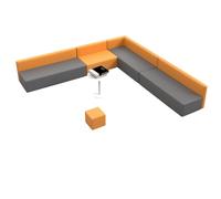 KIBONCY Leather Sectional Sofa & Stool Set, Modern Wood Frame Soft Padded Bench for Lobby, for Restaurants Living Room and Apartment(4)