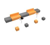 KIBONCY Leather Sectional Sofa & Stool Set, Modern Wood Frame Soft Padded Bench for Lobby, for Restaurants Living Room and Apartment(8)