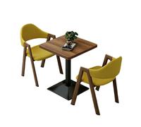 KIBONCY Leather Upholstered 2-Chair 1-Table Set,Modern 3-Piece Durable Chair with Table Compact & Wood Seating(D)