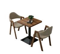 KIBONCY Leather Upholstered 2-Chair 1-Table Set,Modern 3-Piece Durable Chair with Table Compact & Wood Seating(B)