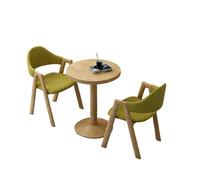 KIBONCY Leather Upholstered 2-Chair 1-Table Set,Modern 3-Piece Durable Chair with Table Compact & Wood Seating(A)