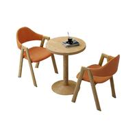 KIBONCY Leather Upholstered 2-Chair 1-Table Set,Modern 3-Piece Durable Chair with Table Compact & Wood Seating(F)