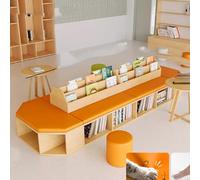 KIBONCY Libreria For Biblioteca Dalla Forma Speciale, Divano Curvo Integrato, Libro Illustrato, Contenitore E Unità Scolastica, Area Di Riposo Multifunzionale(C)