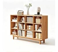 KIBONCY Libreria in legno massello liberamente combinabile mobile portaoggetti a griglia multilivello appoggiato alla parete scaffale autoportante for soggiorno casa(Natura,100x89cm)