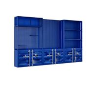 KIBONCY Libreria Set Di Organizer For Scaffali Da Esposizione Grandi Dimensioni Con Conigliera, For Biblioteca Ripiani E Cassetti A 5 Livelli, For Soggiorno, Ufficio Domestico, Nero(Blue)