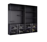 KIBONCY Libreria Set Di Organizer For Scaffali Da Esposizione Grandi Dimensioni Con Conigliera, For Biblioteca Ripiani E Cassetti A 5 Livelli, For Soggiorno, Ufficio Domestico, Nero(D)