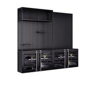 KIBONCY Libreria Set Di Organizer For Scaffali Da Esposizione Grandi Dimensioni Con Conigliera, For Biblioteca Ripiani E Cassetti A 5 Livelli, For Soggiorno, Ufficio Domestico, Nero(E)