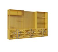 KIBONCY Libreria Set Di Organizer For Scaffali Da Esposizione Grandi Dimensioni Con Conigliera, For Biblioteca Ripiani E Cassetti A 5 Livelli, For Soggiorno, Ufficio Domestico, Nero(Yellow)