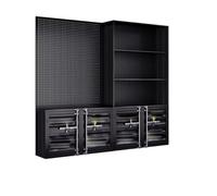 KIBONCY Libreria Set Di Organizer For Scaffali Da Esposizione Grandi Dimensioni Con Conigliera, For Biblioteca Ripiani E Cassetti A 5 Livelli, For Soggiorno, Ufficio Domestico, Nero(F)