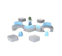 KIBONCY Light Blue & Gray Modular Office Sofa Set,Reconfigurable System Stain-Resistant Seating for Hospitality(B)