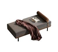 KIBONCY Linen Bed End Bench with Cylindrical Pillow - Modern Accent Seat for Bedroom, Living Room, Entryway Sturdy Solid Wood Legs, Breathable Fabric(A,150x40x42cm)