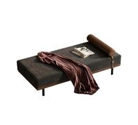 KIBONCY Linen Bed End Bench with Cylindrical Pillow - Modern Accent Seat for Bedroom, Living Room, Entryway Sturdy Solid Wood Legs, Breathable Fabric(B,150x50x42cm)