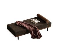 KIBONCY Linen Bed End Bench with Cylindrical Pillow - Modern Accent Seat for Bedroom, Living Room, Entryway Sturdy Solid Wood Legs, Breathable Fabric(C,160x40x42cm)