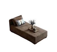 KIBONCY Linen Chaise Lounge Indoor, Solid Wood Frame Sofa with Decorative Pillows, Comfortable Single Bed for Small Living Spaces(E,190x50x68cm)