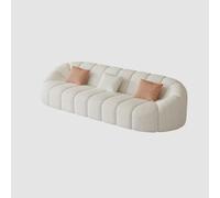 KIBONCY Luxury Cream Boucle Sofa, Artistic Curved, Soft Teddy Upholstered Couch with Accent Pillows for Small Spac4-Seater for Home & Lounge(F)