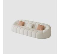 KIBONCY Luxury Cream Boucle Sofa, Artistic Curved, Soft Teddy Upholstered Couch with Accent Pillows for Small Spac4-Seater for Home & Lounge(B)