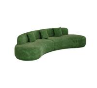 KIBONCY Luxury Crescent Shaped Sectional Sofa, Soft Suede Upholstered Curved Couch, Modern Oversized Deep Seat with Decor Pillows for Living Room(H)