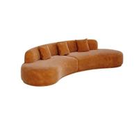 KIBONCY Luxury Crescent Shaped Sectional Sofa, Soft Suede Upholstered Curved Couch, Modern Oversized Deep Seat with Decor Pillows for Living Room(K)