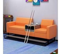 KIBONCY Metal Frame Billiard Viewing Sofa, Stain Resistant Audience, Wear PU Leather Pool Spectator Couch with Cue Storage Rack(A)