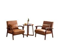 KIBONCY Mid-Century 3-Piece Accent Chair Set, Wooden Frame Chairs with Side Table Living Room Conversation, Fabric with End(A)