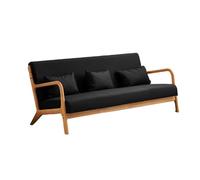 KIBONCY Mid-Century Modern 3-Seater Sofa, Faux Leather, Couch with Solid, with Throw Pillows for Living Room, Apartment, Office(D,180cm)