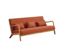 KIBONCY Mid-Century Modern 3-Seater Sofa, Faux Leather, Couch with Solid, with Throw Pillows for Living Room, Apartment, Office(B,150cm)