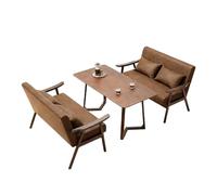 KIBONCY Mid Century Modern Accent Chair with Ottoman PU Leather Reading Arm Chairs Solid Wood Armrests and Legs for Bedroom Living Room(5)