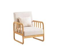 KIBONCY Mid-Century Modern Accent Chair with Solid Wood Frame, Linen Upholstered Armchair Comfortable for Living Room Office(C,180cm)