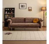 KIBONCY Mid-Century Modern Curved Sofa, 3-Seat Couch, Breathable Fabric with Upholstered for Living Room Apartment Office(2.4m)