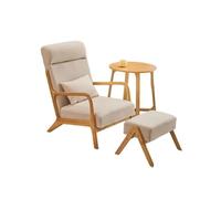 KIBONCY Mid-Century Modern Fabric Accent Chair with Solid Wood Frame, Armchair Padded Headrest & Throw Pillow for Living Room, Bedroom(G)
