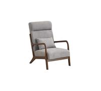 KIBONCY Mid-Century Modern Fabric Accent Chair with Solid Wood Frame, Armchair Padded Headrest & Throw Pillow for Living Room, Bedroom(B)