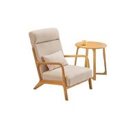 KIBONCY Mid-Century Modern Fabric Accent Chair with Solid Wood Frame, Armchair Padded Headrest & Throw Pillow for Living Room, Bedroom(C)