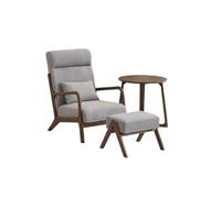 KIBONCY Mid-Century Modern Fabric Accent Chair with Solid Wood Frame, Armchair Padded Headrest & Throw Pillow for Living Room, Bedroom(F)