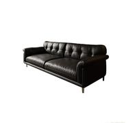 KIBONCY Mid-Century Modern Faux Leather Sofa, Tufted Accent Chair, Couch with Button Tufting, Black Upholstered for Living Room(D)