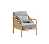 KIBONCY Mid Century Modern Rattan Accent Chair with Solid Wood Frame, Natural &, for Small Spaces(B,180cm)