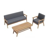 KIBONCY Mid-Century Modern Solid Wood Sofa Set, Linen Upholstered 2-Seater with Accent Chairs Loveseat and Single for Office for Living Room(C-188cm)