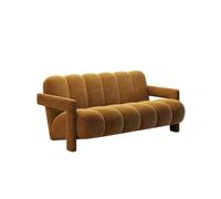 KIBONCY Mid-Century Padded Armrest Upholstered Sofa, Channel Tufted Bubble Shaped Velvet Accent Couch, Multi-Size Indoor Leisure for Home(F)
